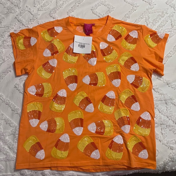 QUEEN OF SPARKLES Tops - QUEEN OF SPARKLES | small Candy Corn top NWT